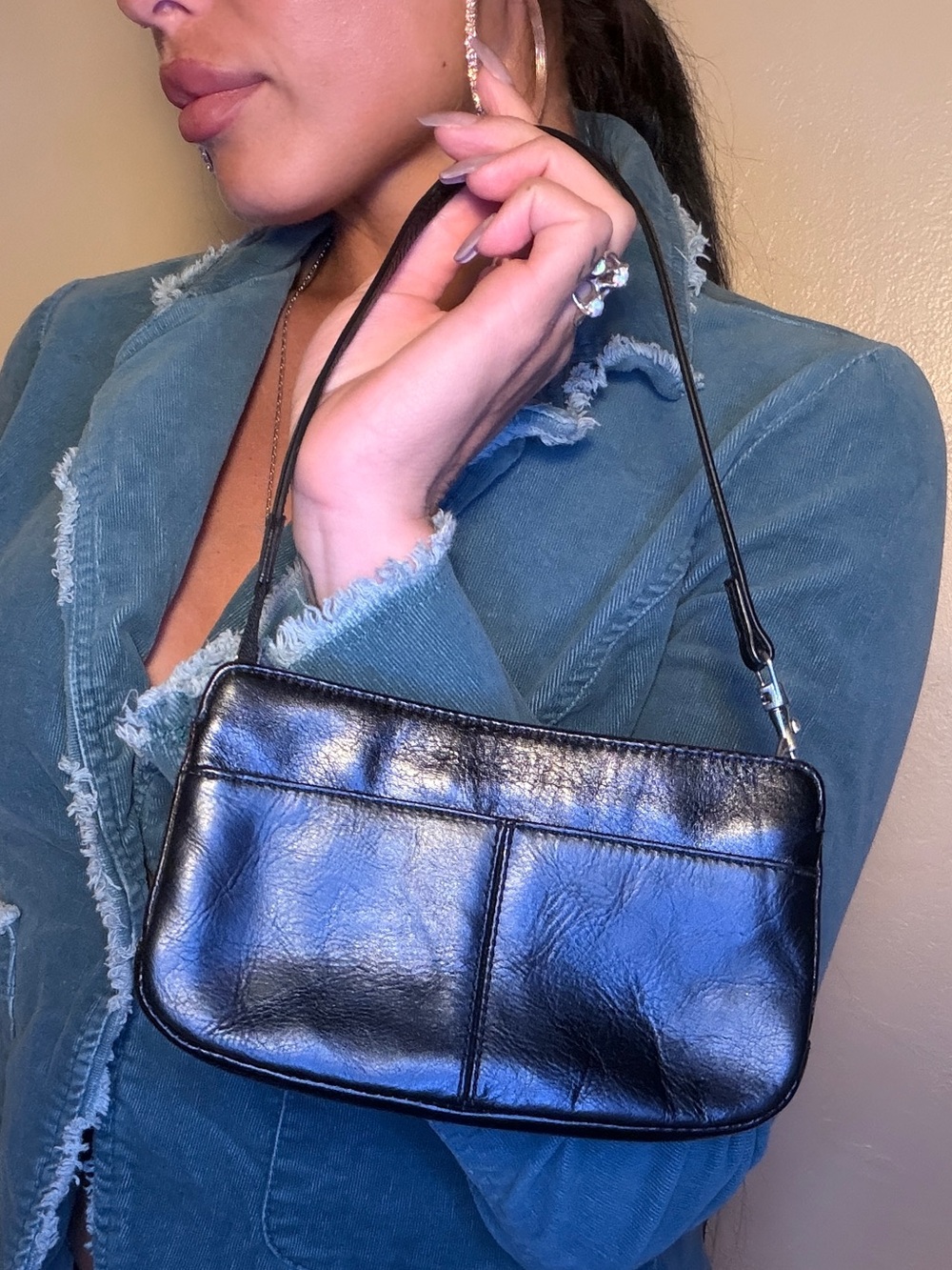 Hobo International Y2K vintage Classic Black Leather Mini Purse